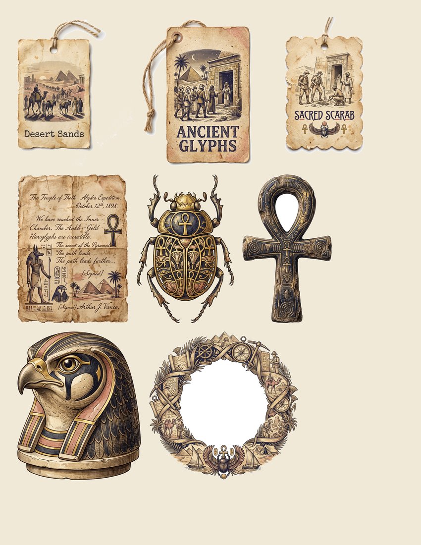 Egyptian Expedition Junk Journal Kit | Ancient Wonders | Digital Download
