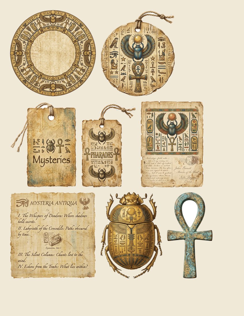 Egyptian Mysteries Junk Journal Kit | Sands of Time Ephemera | Digital Download