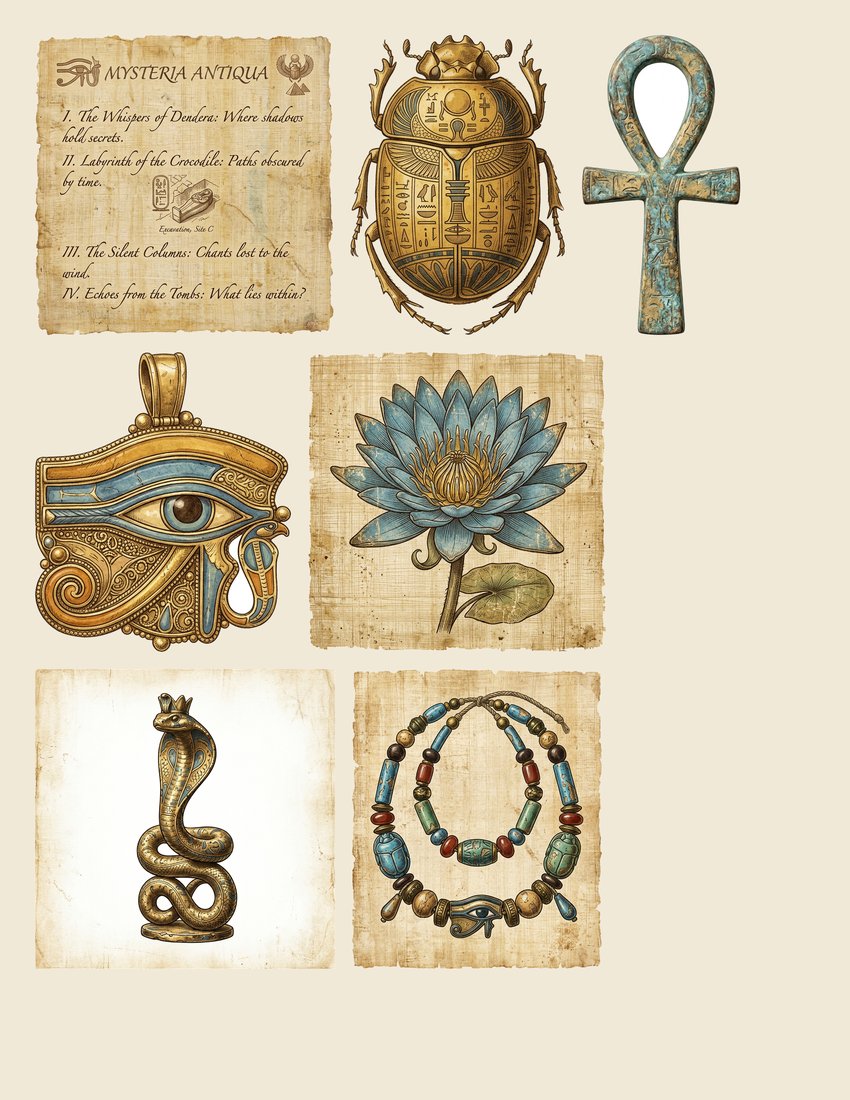 Egyptian Mysteries Junk Journal Kit | Sands of Time Ephemera | Digital Download