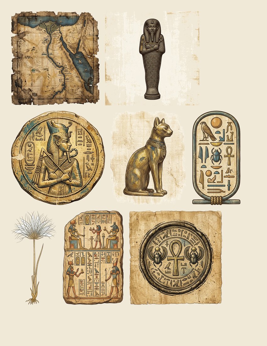 Egyptian Mysteries Junk Journal Kit | Sands of Time Ephemera | Digital Download