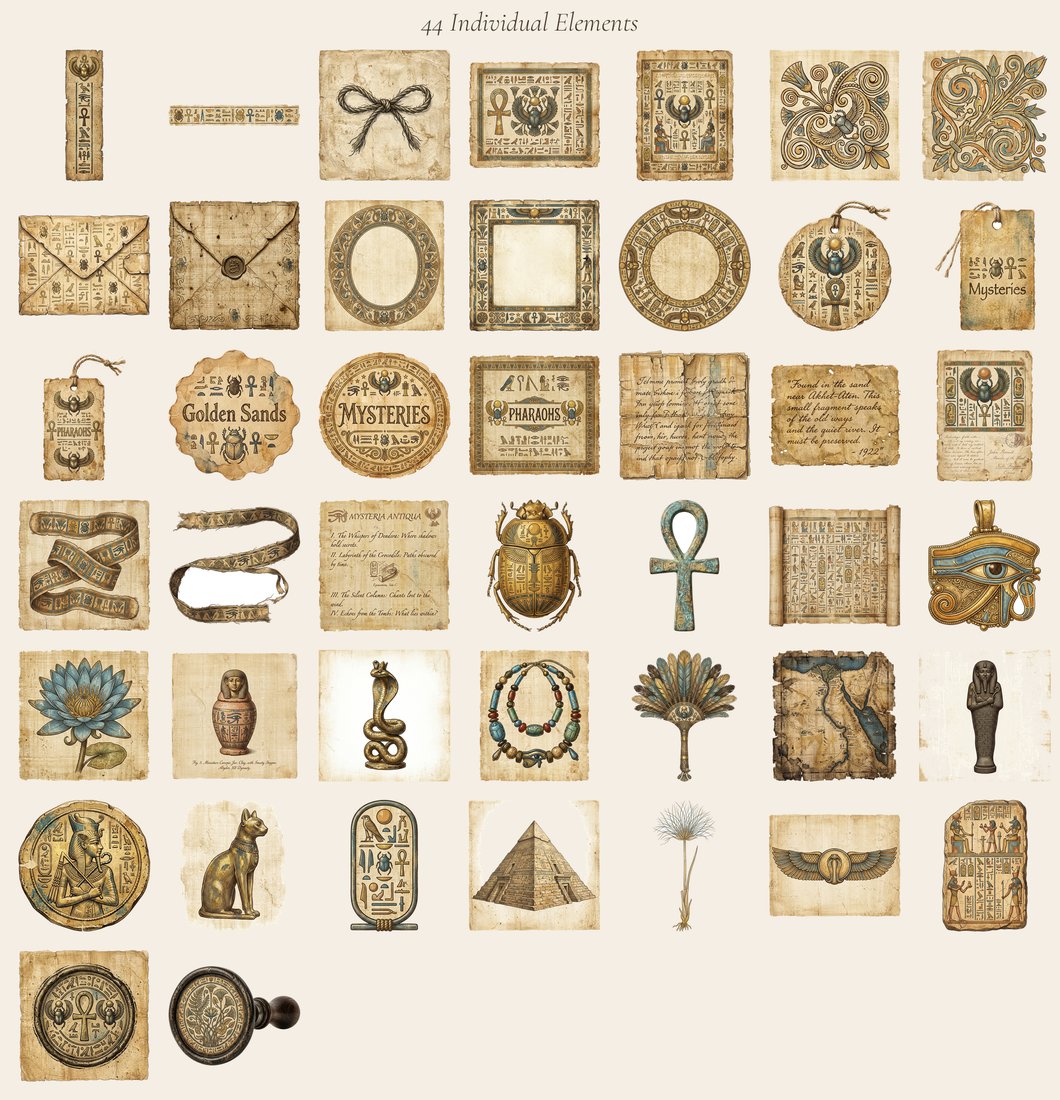 Egyptian Mysteries Junk Journal Kit | Sands of Time Ephemera | Digital Download