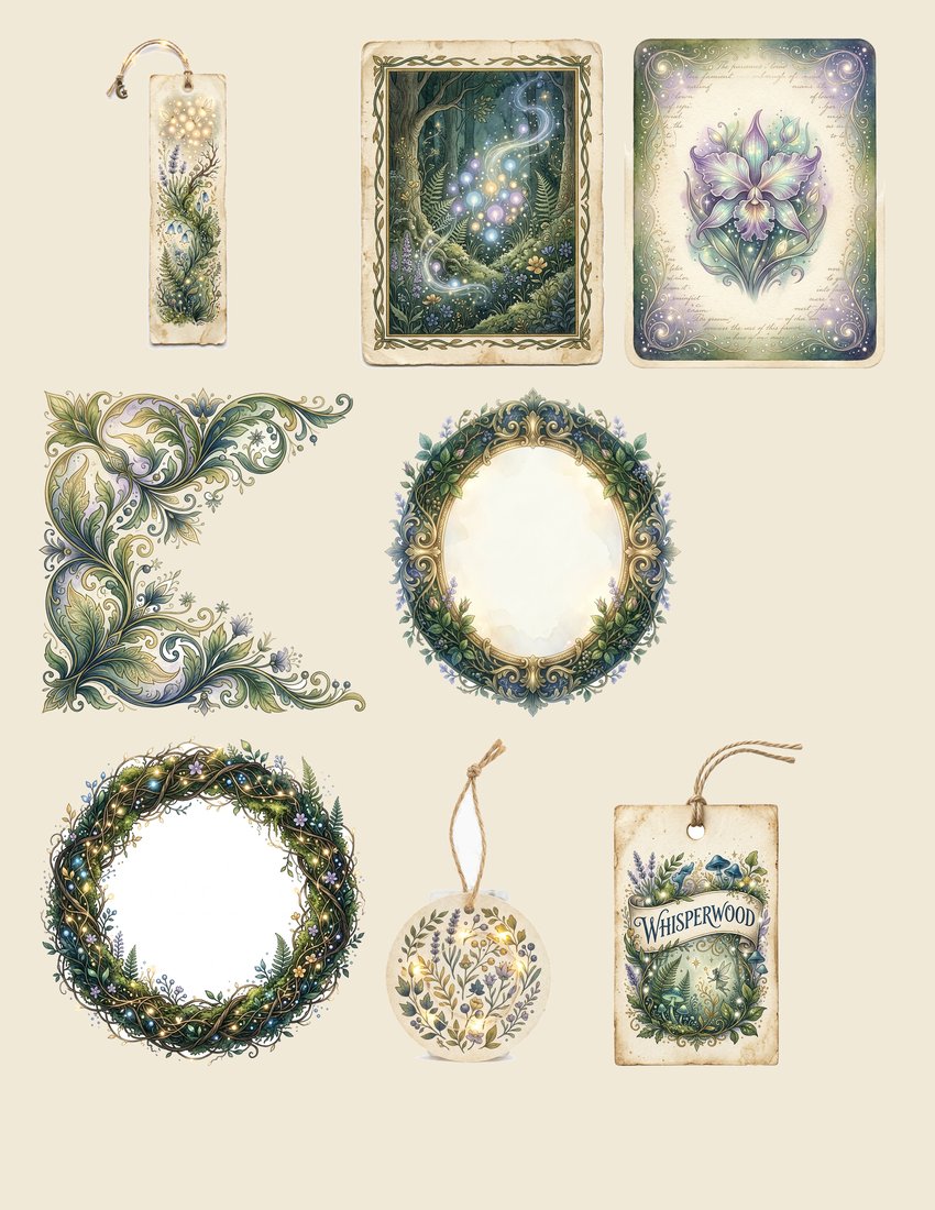Enchanted Forest Junk Journal Kit | Whispering Woods & Fae Lights Ephemera | Printable Pages | Digital Download