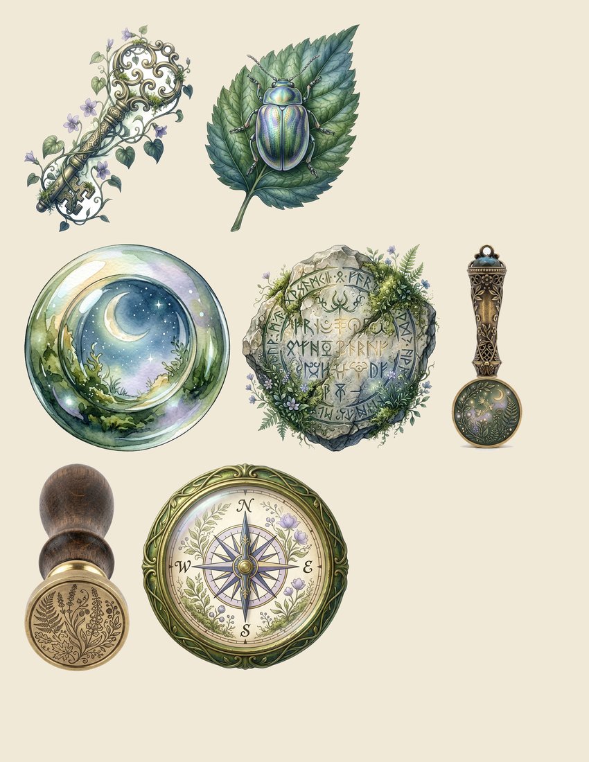 Enchanted Forest Junk Journal Kit | Whispering Woods & Fae Lights Ephemera | Printable Pages | Digital Download