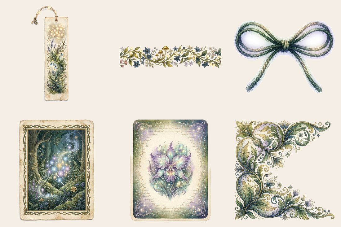 Enchanted Forest Junk Journal Kit | Whispering Woods & Fae Lights Ephemera | Printable Pages | Digital Download