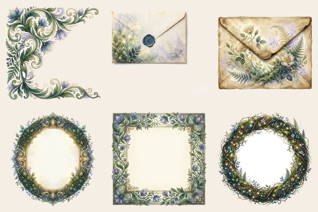 Enchanted Forest Junk Journal Kit | Whispering Woods & Fae Lights Ephemera | Printable Pages | Digital Download