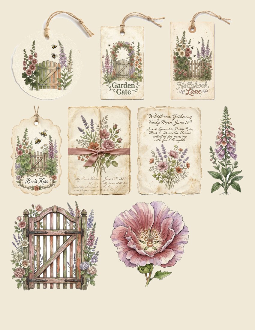English Cottage Garden Junk Journal Kit | Digital Download