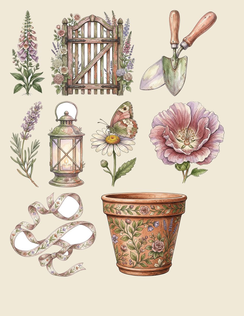 English Cottage Garden Junk Journal Kit | Digital Download