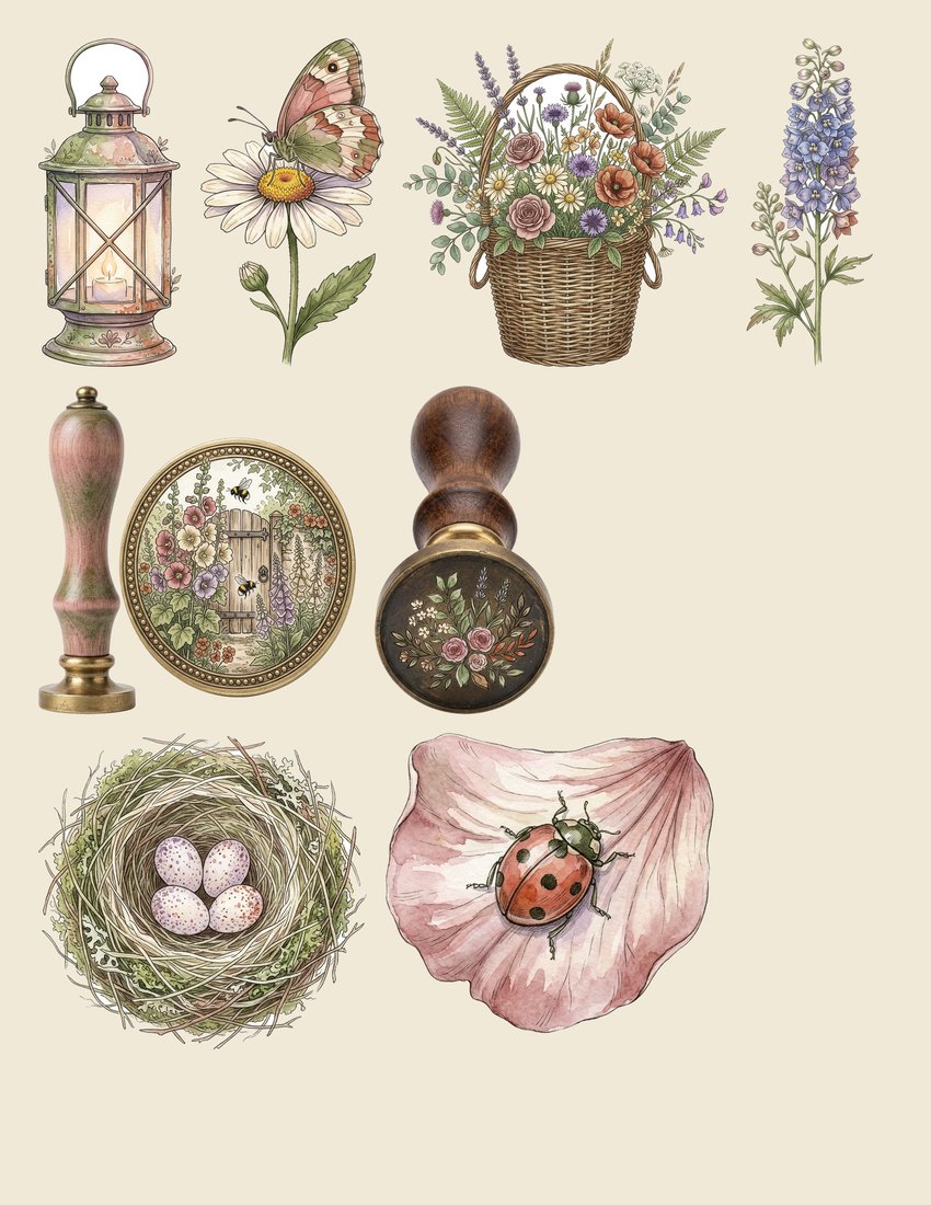 English Cottage Garden Junk Journal Kit | Digital Download