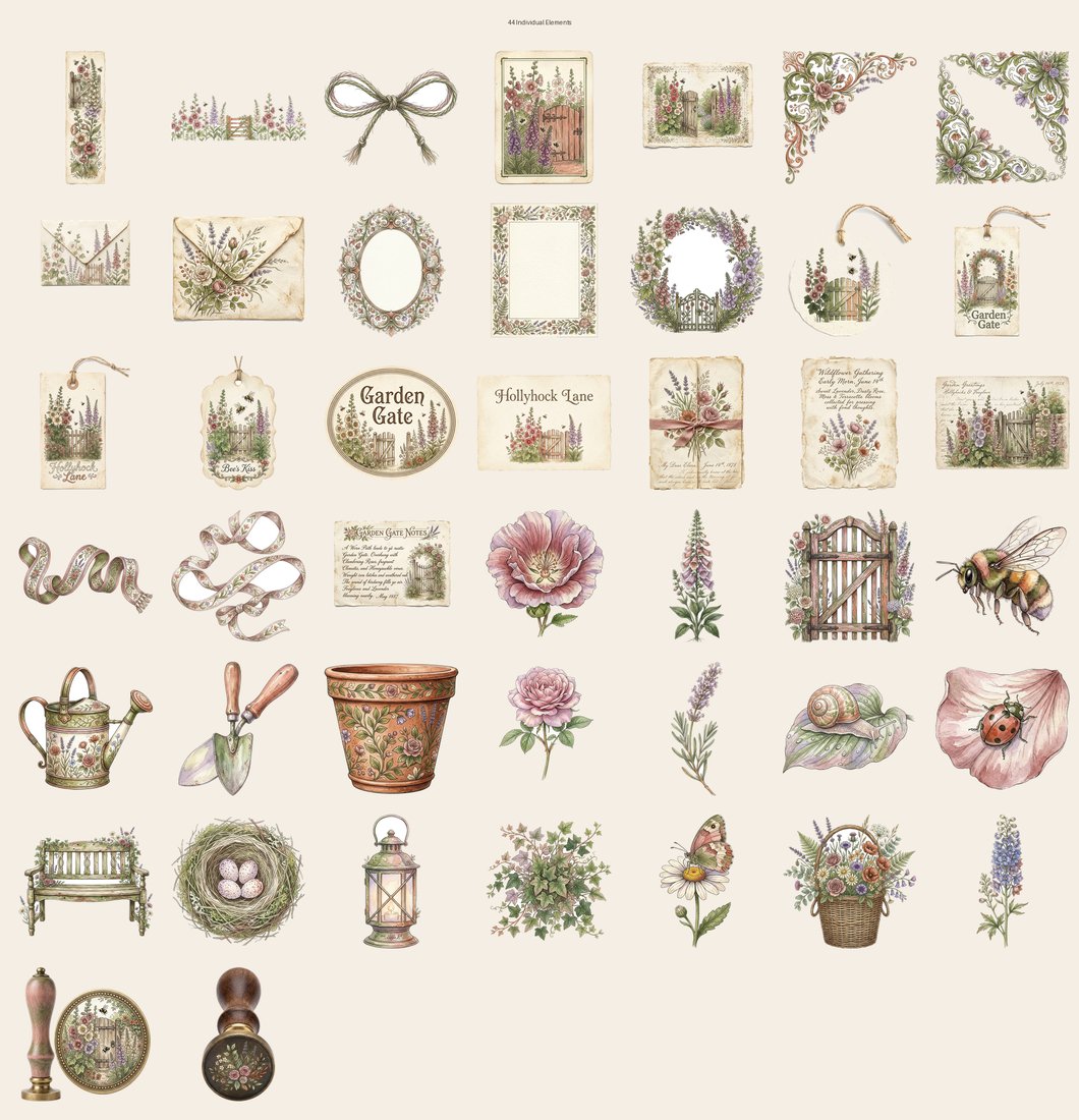 English Cottage Garden Junk Journal Kit | Digital Download