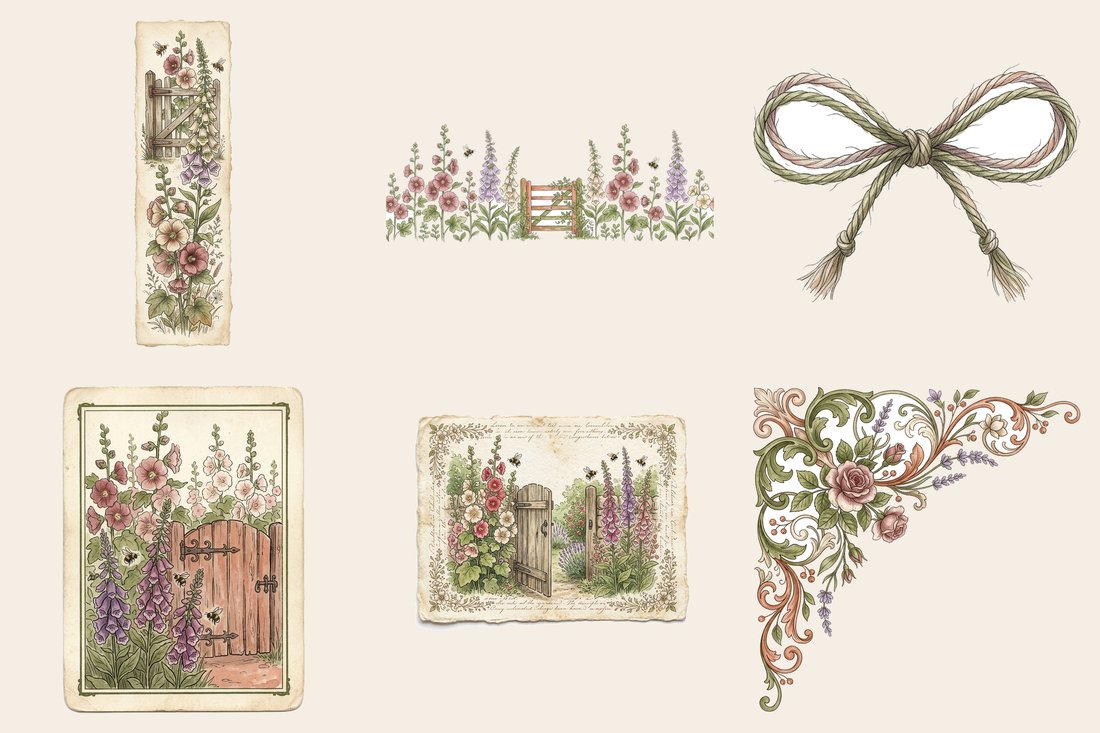 English Cottage Garden Junk Journal Kit | Digital Download
