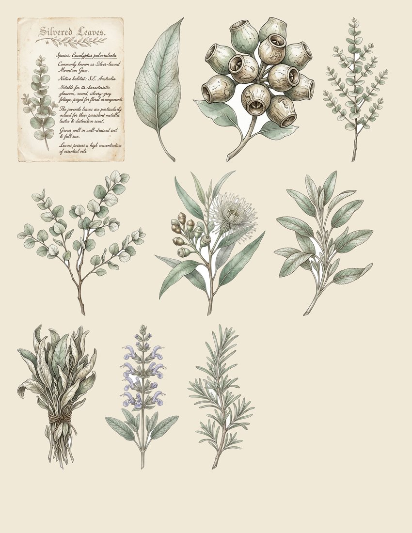 Eucalyptus & Sage Botanical Junk Journal Kit | Printable Greens Ephemera | Modern Vintage | Digital Download
