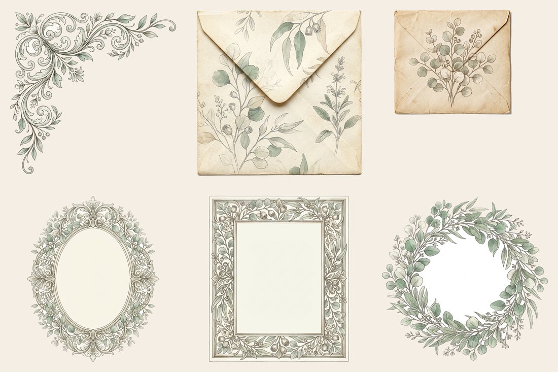 Eucalyptus & Sage Botanical Junk Journal Kit | Printable Greens Ephemera | Modern Vintage | Digital Download