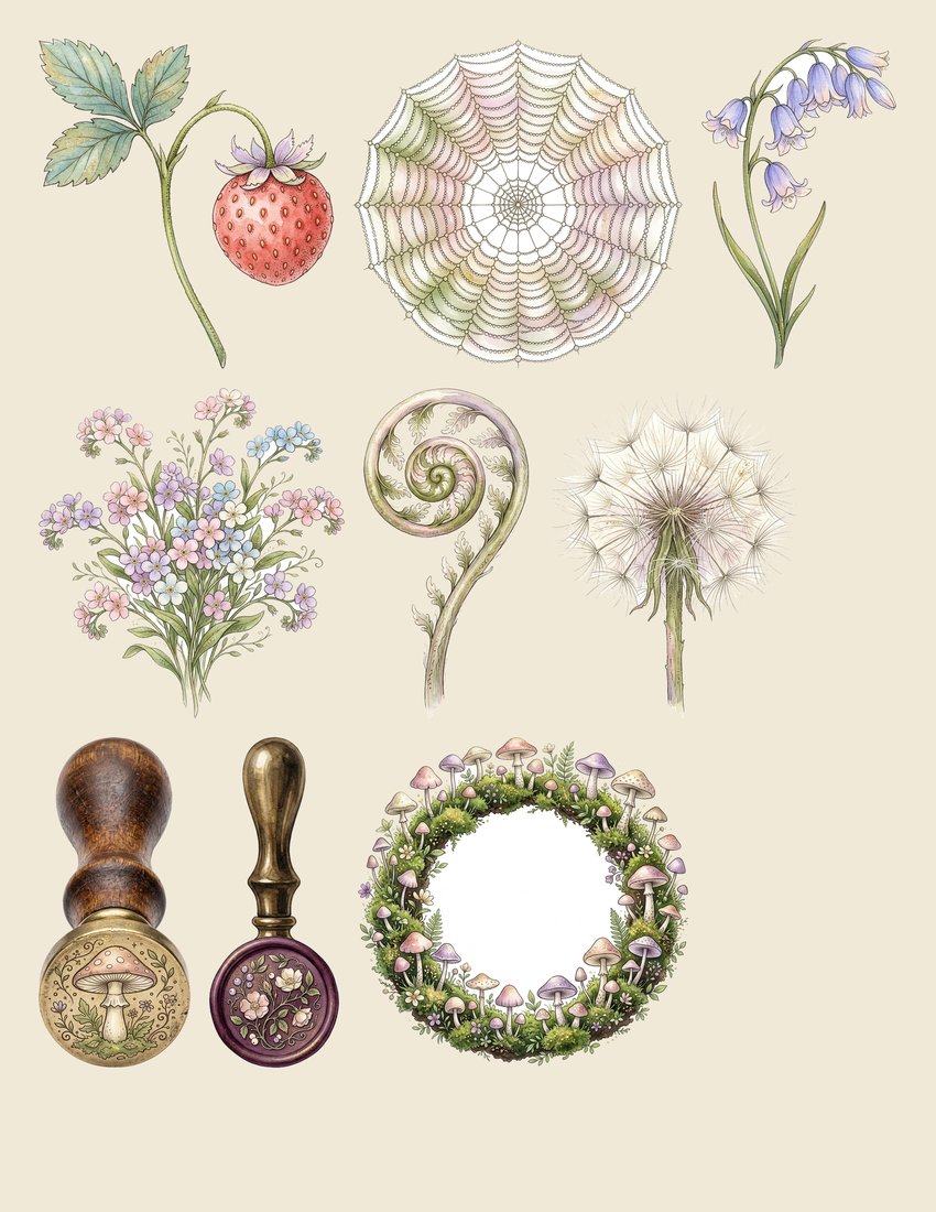 Fairy Toadstool Hollow Junk Journal Kit | Vintage Fairycore Mushroom Ephemera + Printable Sheets | Cottagecore | Digital Download
