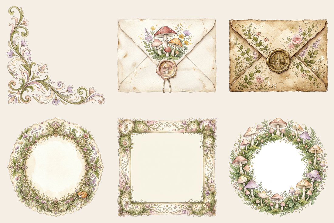 Fairy Toadstool Hollow Junk Journal Kit | Vintage Fairycore Mushroom Ephemera + Printable Sheets | Cottagecore | Digital Download