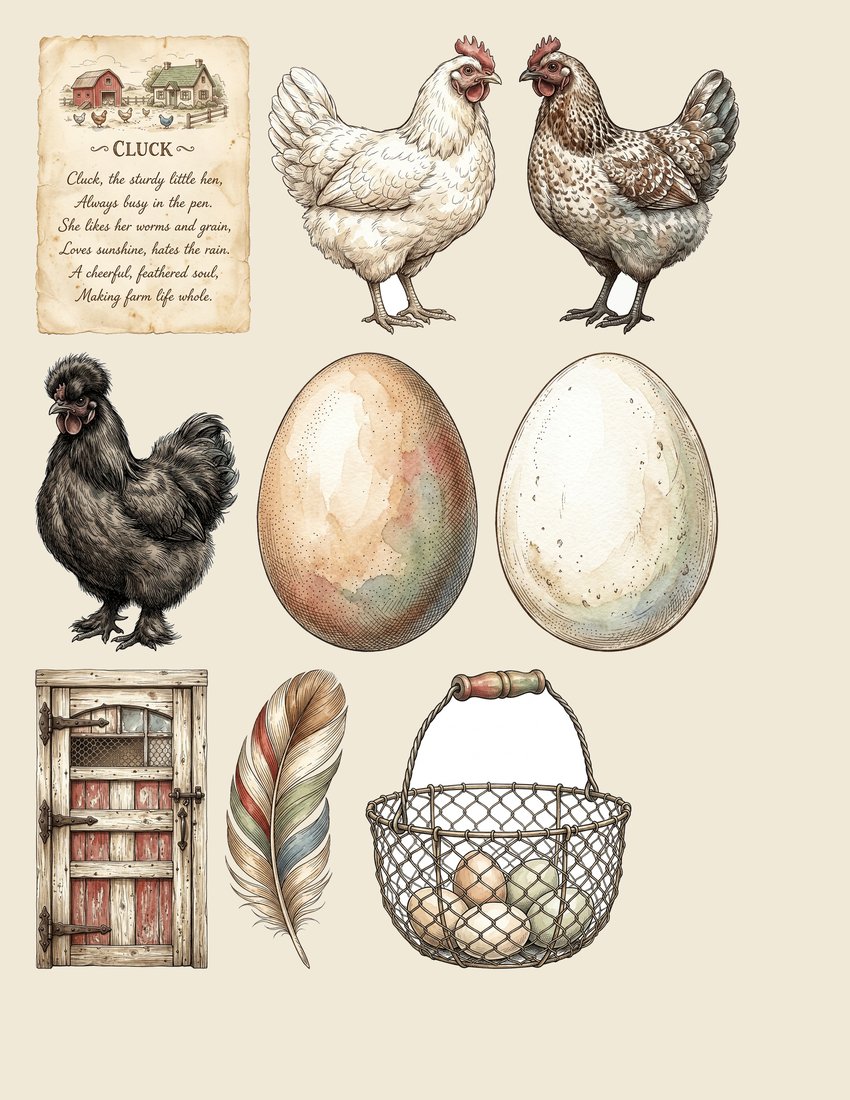 Farmhouse Hens Junk Journal Kit | Digital Download