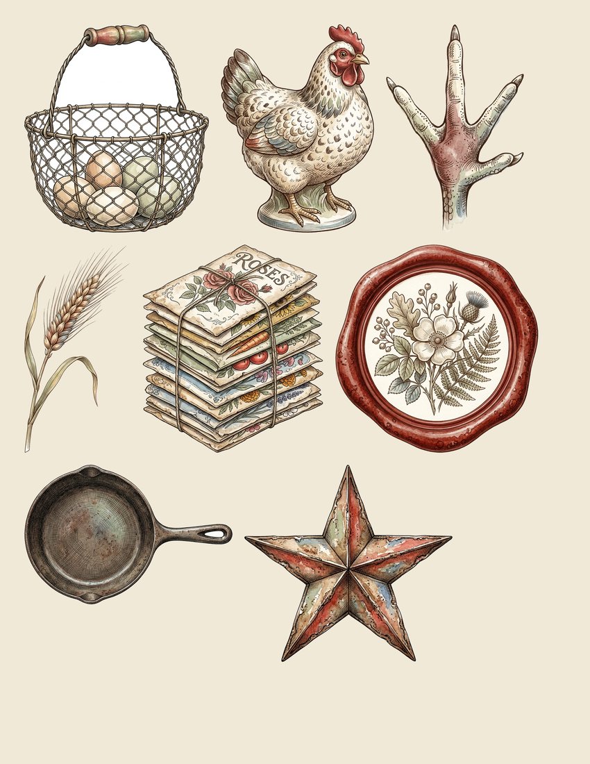 Farmhouse Hens Junk Journal Kit | Digital Download