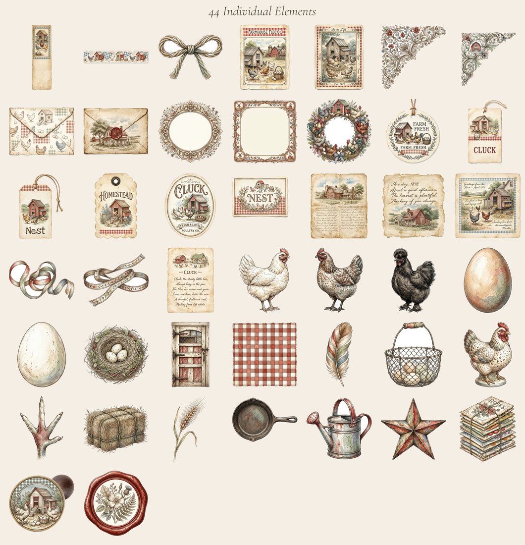 Farmhouse Hens Junk Journal Kit | Digital Download