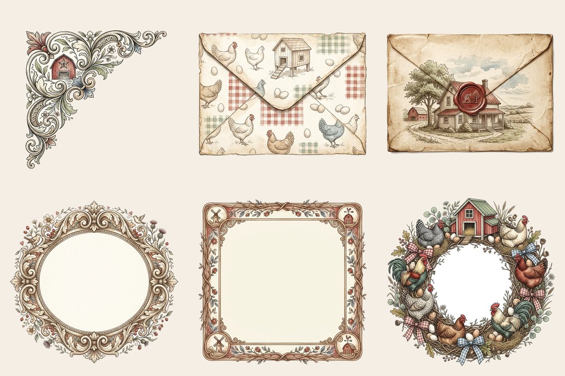 Farmhouse Hens Junk Journal Kit | Digital Download