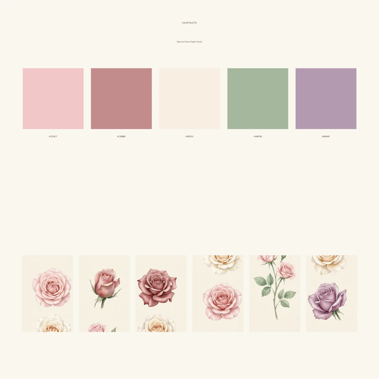 Watercolor Rose and Peony Pastel Florals Clipart, 30 PNG, Transparent Background, Commercial Use, Digital Download
