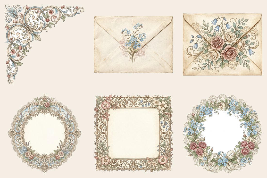 Forget-Me-Not Romance Junk Journal Kit | Digital Download