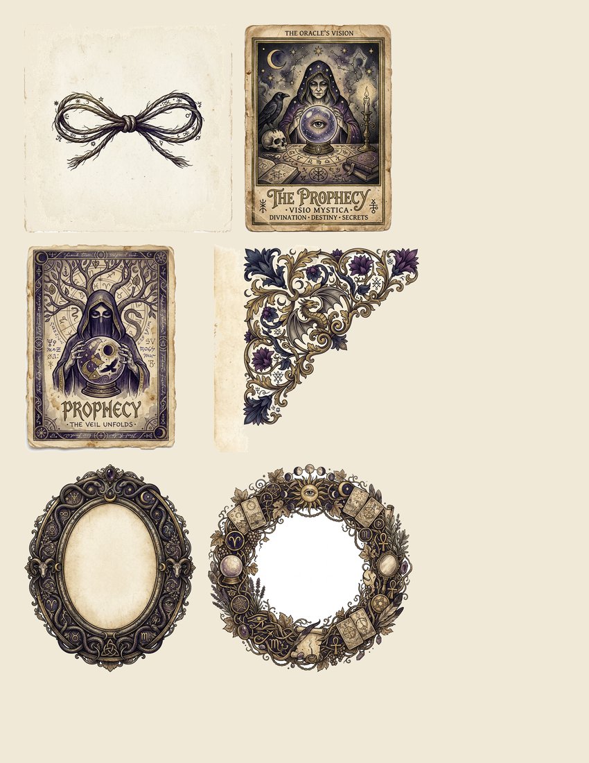 Fortune Teller's Parlor Junk Journal Kit | Vintage Mystical Divination Ephemera | Digital Download