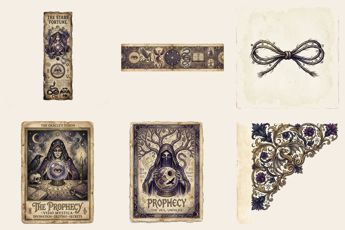 Fortune Teller's Parlor Junk Journal Kit | Vintage Mystical Divination Ephemera | Digital Download