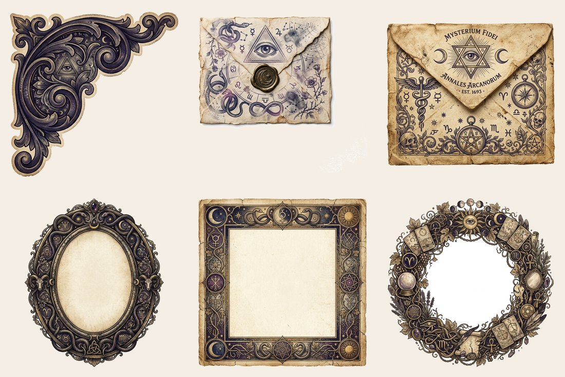 Fortune Teller's Parlor Junk Journal Kit | Vintage Mystical Divination Ephemera | Digital Download