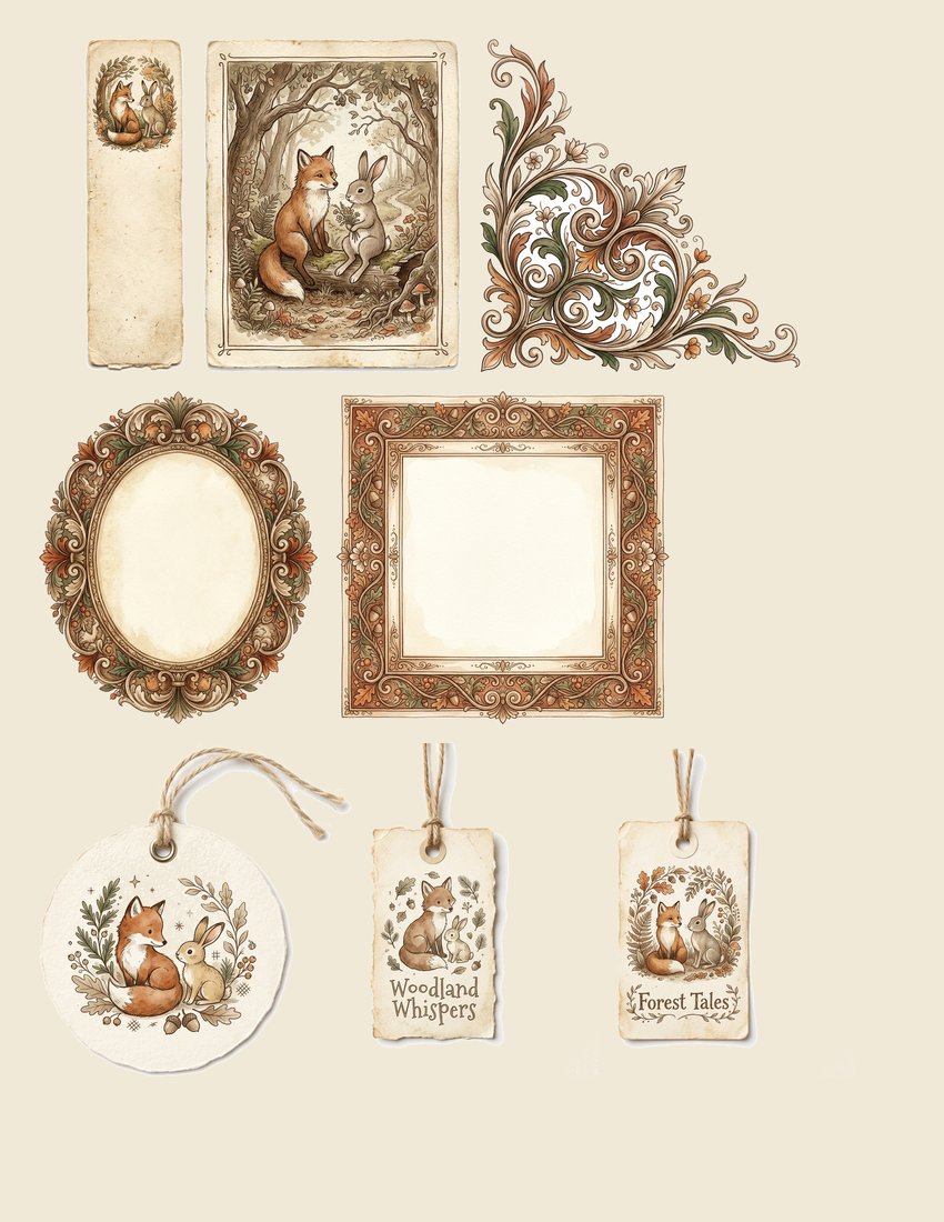 Fox & Hare Woodland Junk Journal Kit | Digital Download
