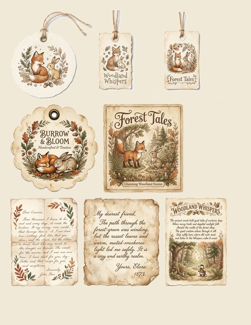 Fox & Hare Woodland Junk Journal Kit | Digital Download