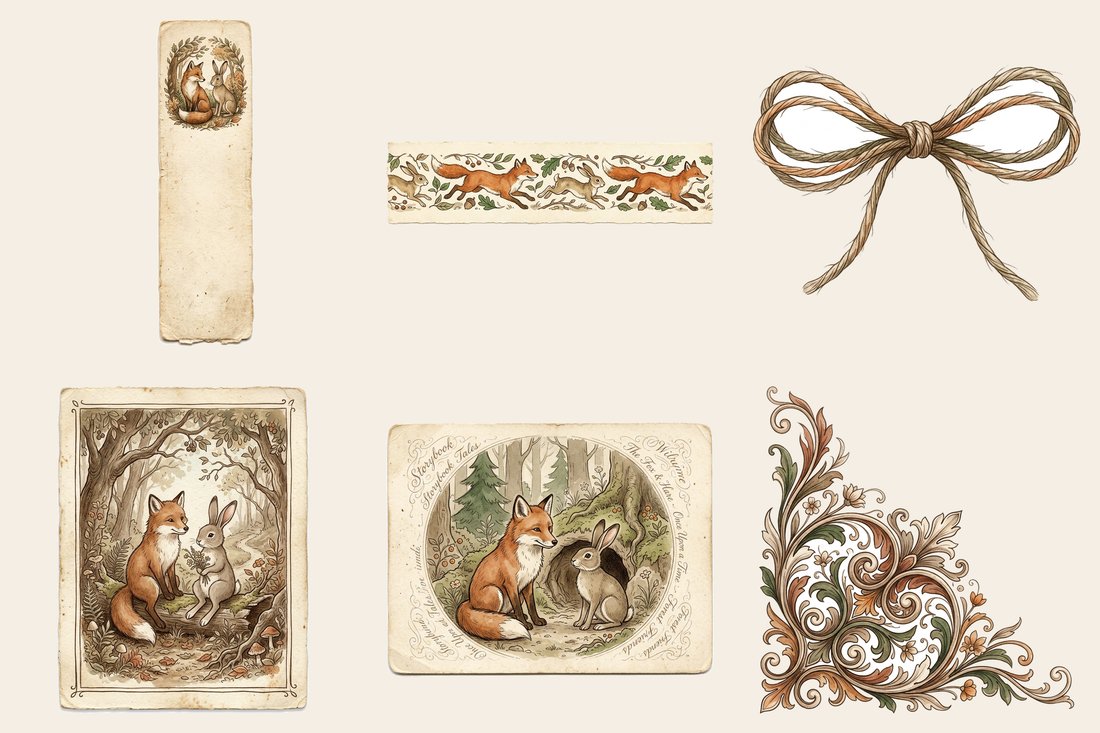 Fox & Hare Woodland Junk Journal Kit | Digital Download