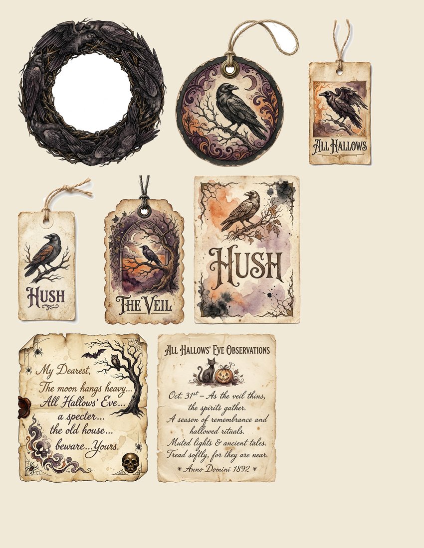 Gothic Hallows Halloween Junk Journal Kit | Vintage Spooky Witchy Ephemera + Printable Sheets | Digital Download