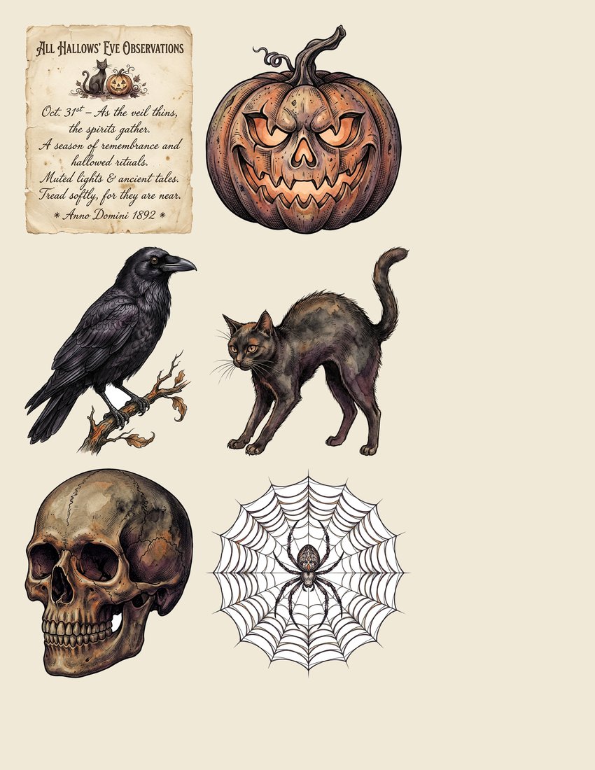 Gothic Hallows Halloween Junk Journal Kit | Vintage Spooky Witchy Ephemera + Printable Sheets | Digital Download