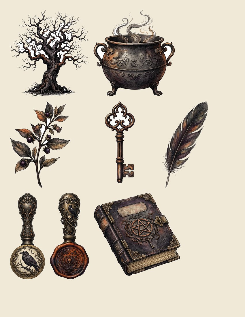 Gothic Hallows Halloween Junk Journal Kit | Vintage Spooky Witchy Ephemera + Printable Sheets | Digital Download