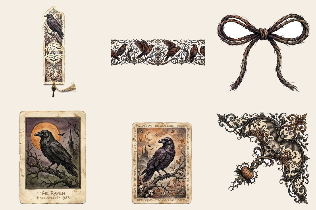 Gothic Hallows Halloween Junk Journal Kit | Vintage Spooky Witchy Ephemera + Printable Sheets | Digital Download