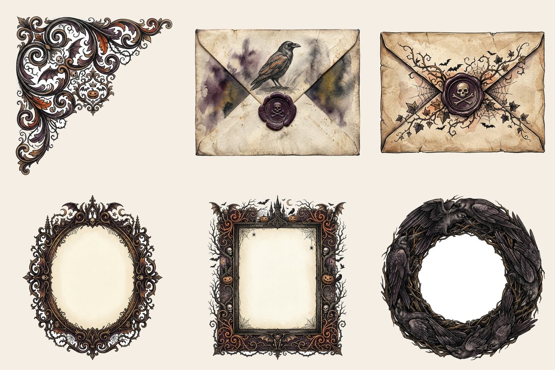 Gothic Hallows Halloween Junk Journal Kit | Vintage Spooky Witchy Ephemera + Printable Sheets | Digital Download