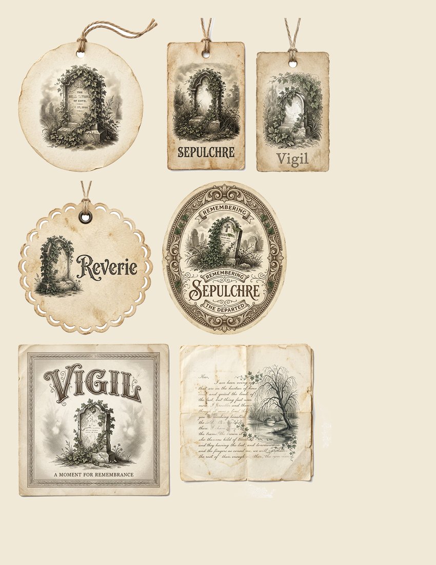 Graveyard Gothic Junk Journal Kit | Vintage Headstone Angel Ephemera + Printable Sheets | Ethereal | Digital Download