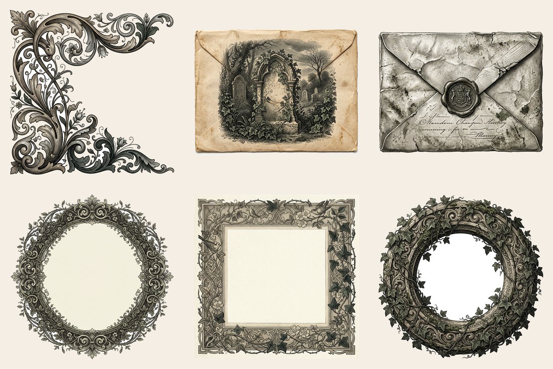 Graveyard Gothic Junk Journal Kit | Vintage Headstone Angel Ephemera + Printable Sheets | Ethereal | Digital Download