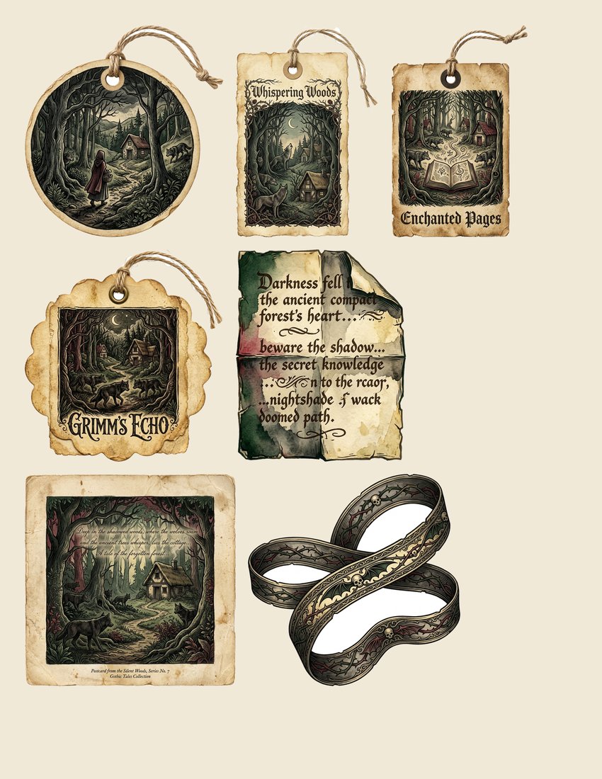 Grimm's Fairytales Junk Journal Kit | Enchanted Woods & Dark Storybook Ephemera | Printable Digital Download