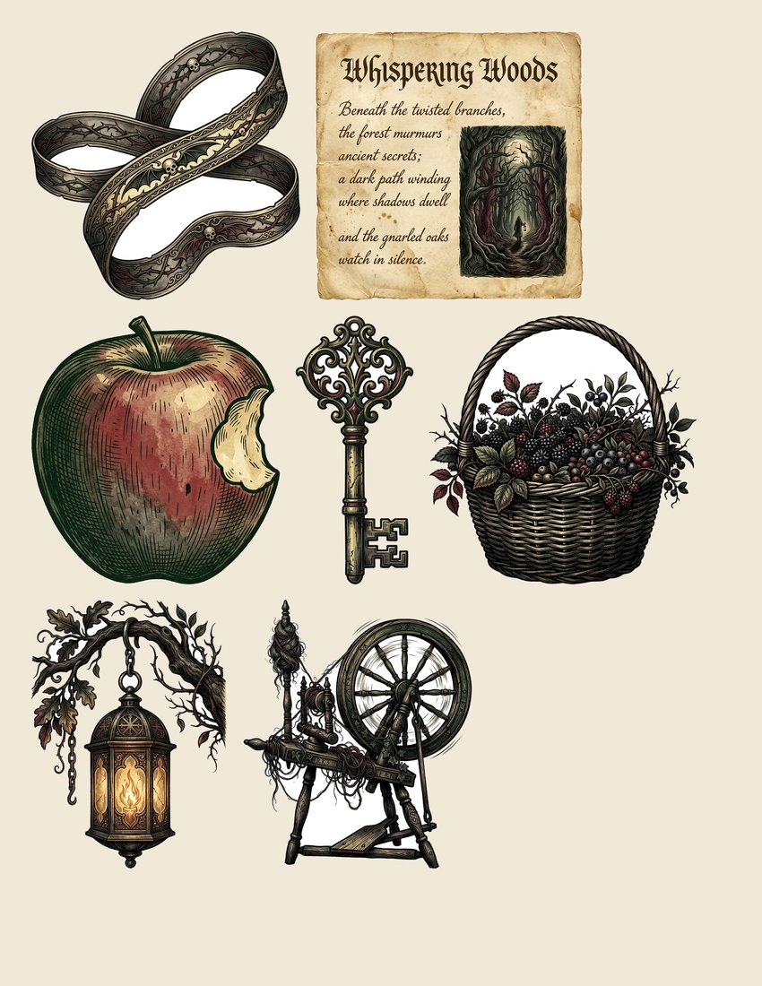 Grimm's Fairytales Junk Journal Kit | Enchanted Woods & Dark Storybook Ephemera | Printable Digital Download