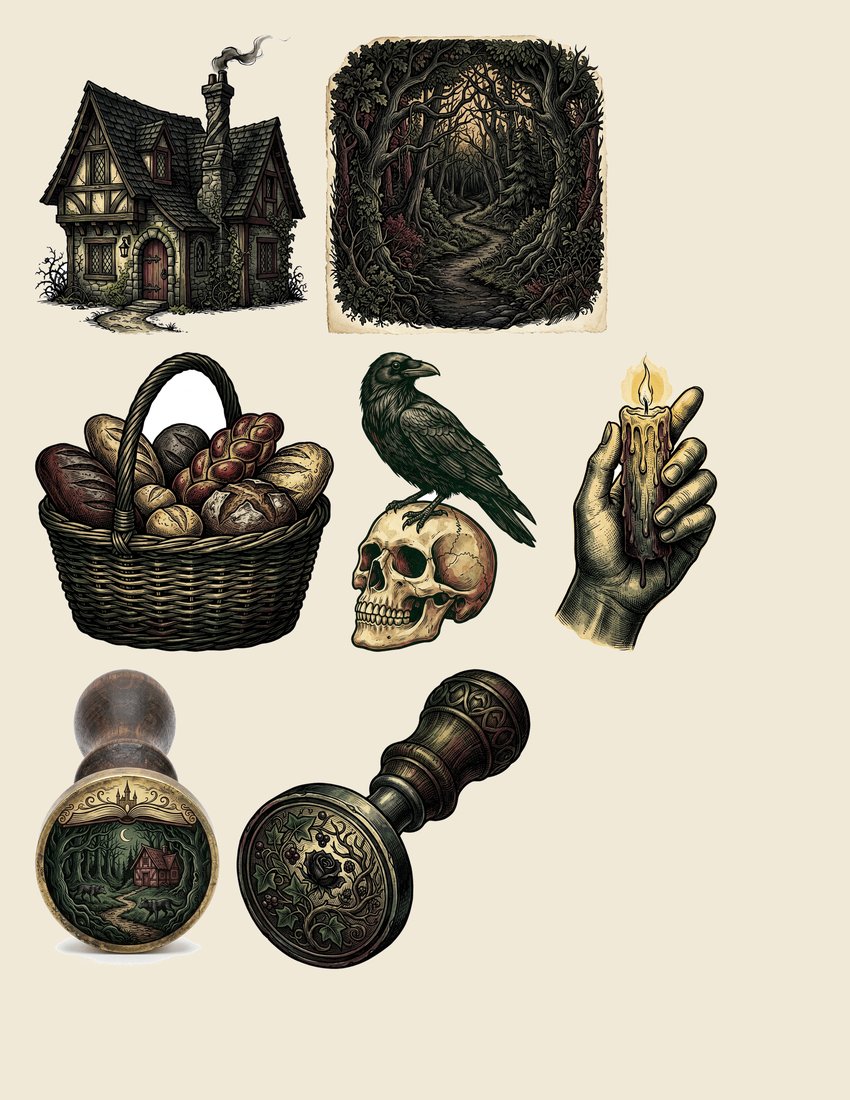 Grimm's Fairytales Junk Journal Kit | Enchanted Woods & Dark Storybook Ephemera | Printable Digital Download