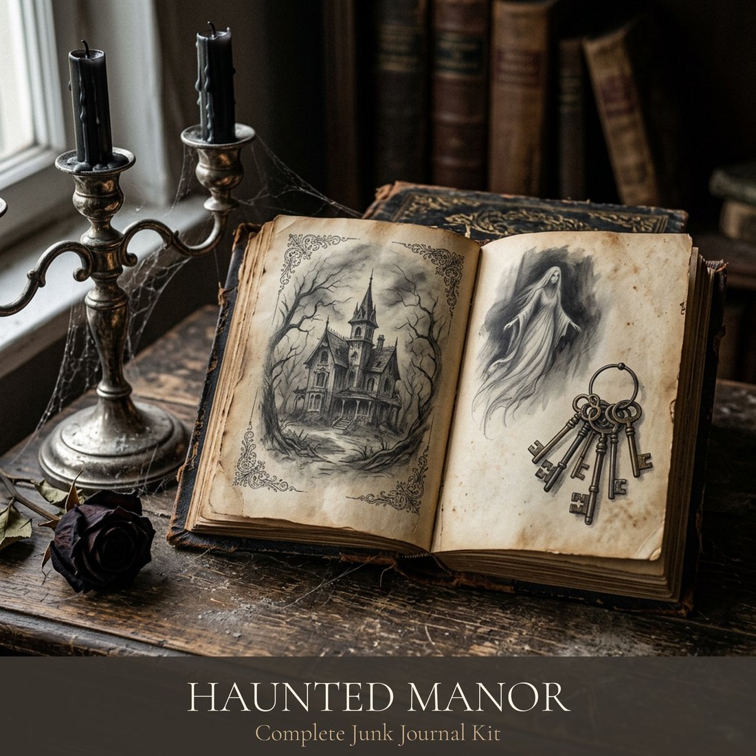 Haunted Manor Junk Journal Kit | Gothic Ephemera | Digital Download