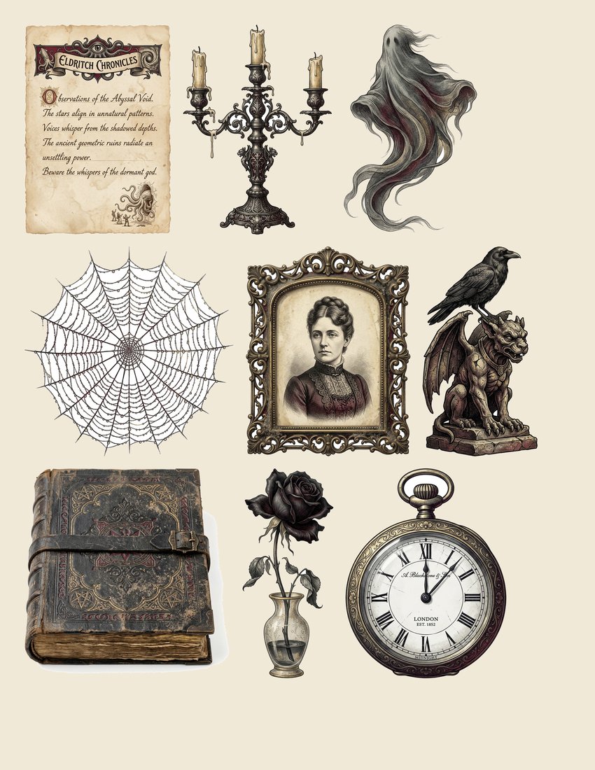 Haunted Manor Junk Journal Kit | Gothic Ephemera | Digital Download