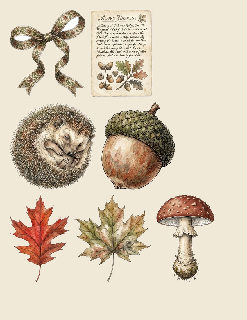 Hedgehog Hollow Junk Journal Kit | Vintage Woodland Ephemera | Cozy Forest Creatures | Digital Download