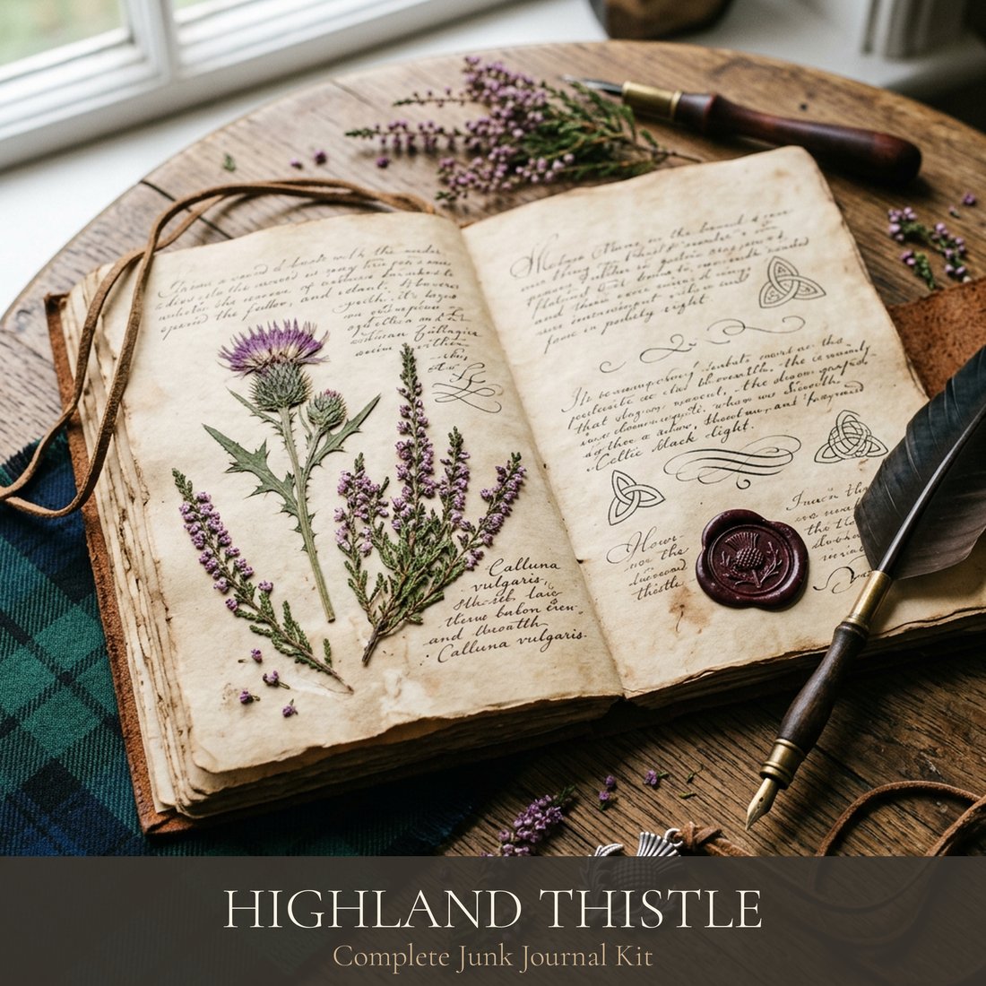 Highland Thistle Junk Journal Kit | Celtic Botanical Ephemera + Printable Sheets | Scottish Heritage | Digital Download