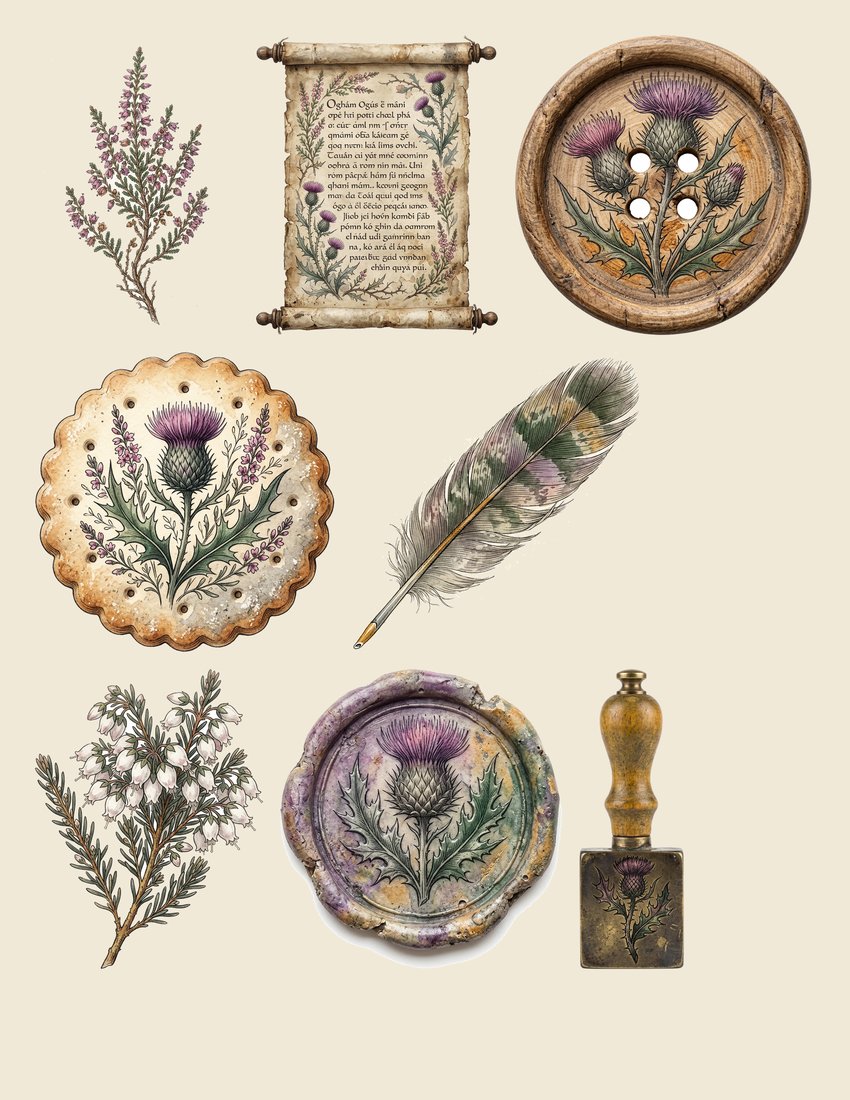 Highland Thistle Junk Journal Kit | Celtic Botanical Ephemera + Printable Sheets | Scottish Heritage | Digital Download