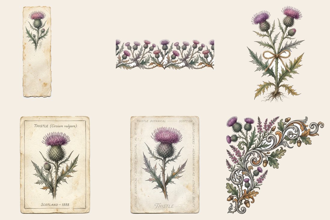 Highland Thistle Junk Journal Kit | Celtic Botanical Ephemera + Printable Sheets | Scottish Heritage | Digital Download
