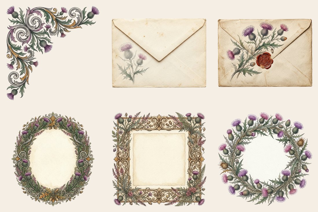 Highland Thistle Junk Journal Kit | Celtic Botanical Ephemera + Printable Sheets | Scottish Heritage | Digital Download