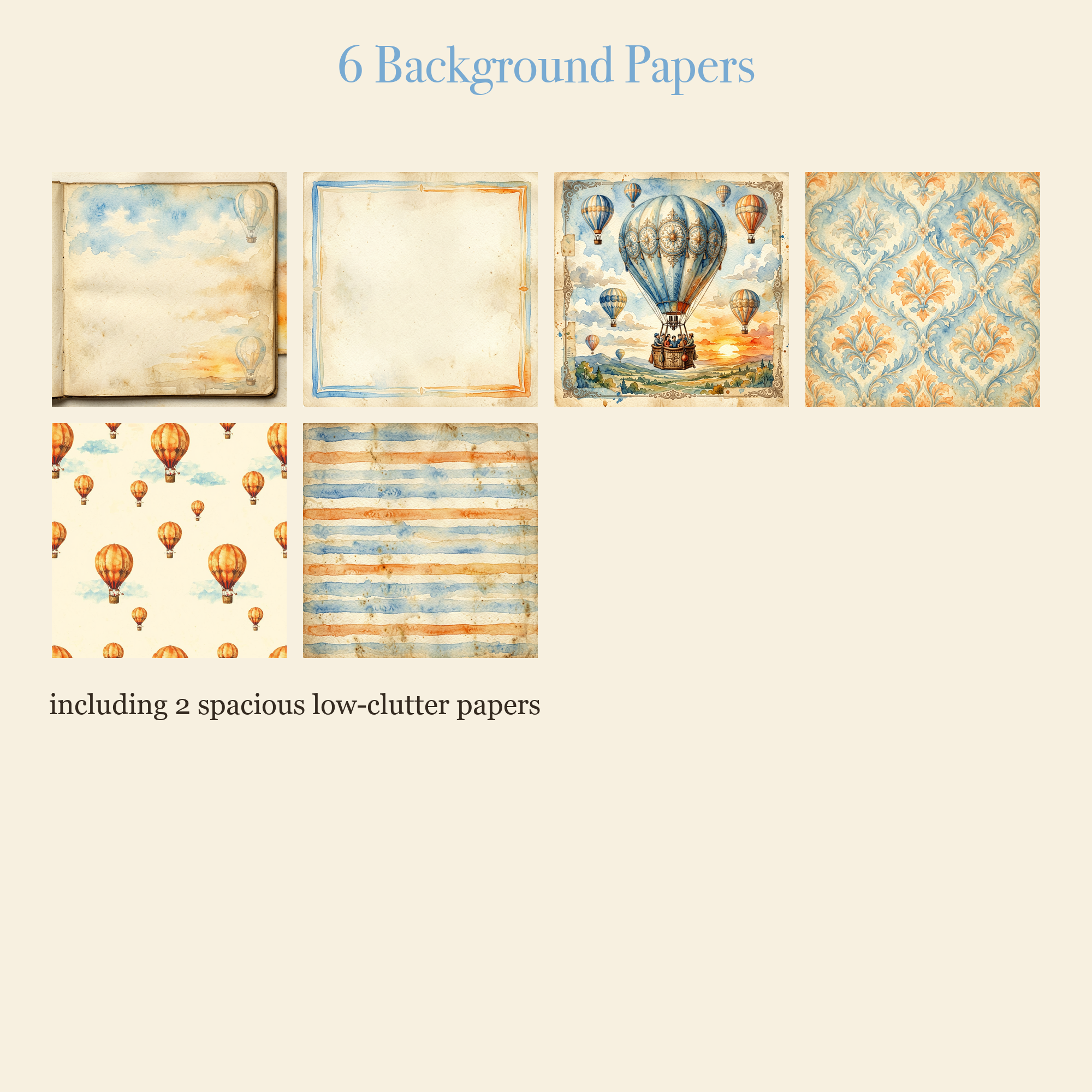 Hot Air Balloon Voyage Junk Journal Kit | Sky Adventure Ephemera Papers | Printable Cut-Outs | Digital Download