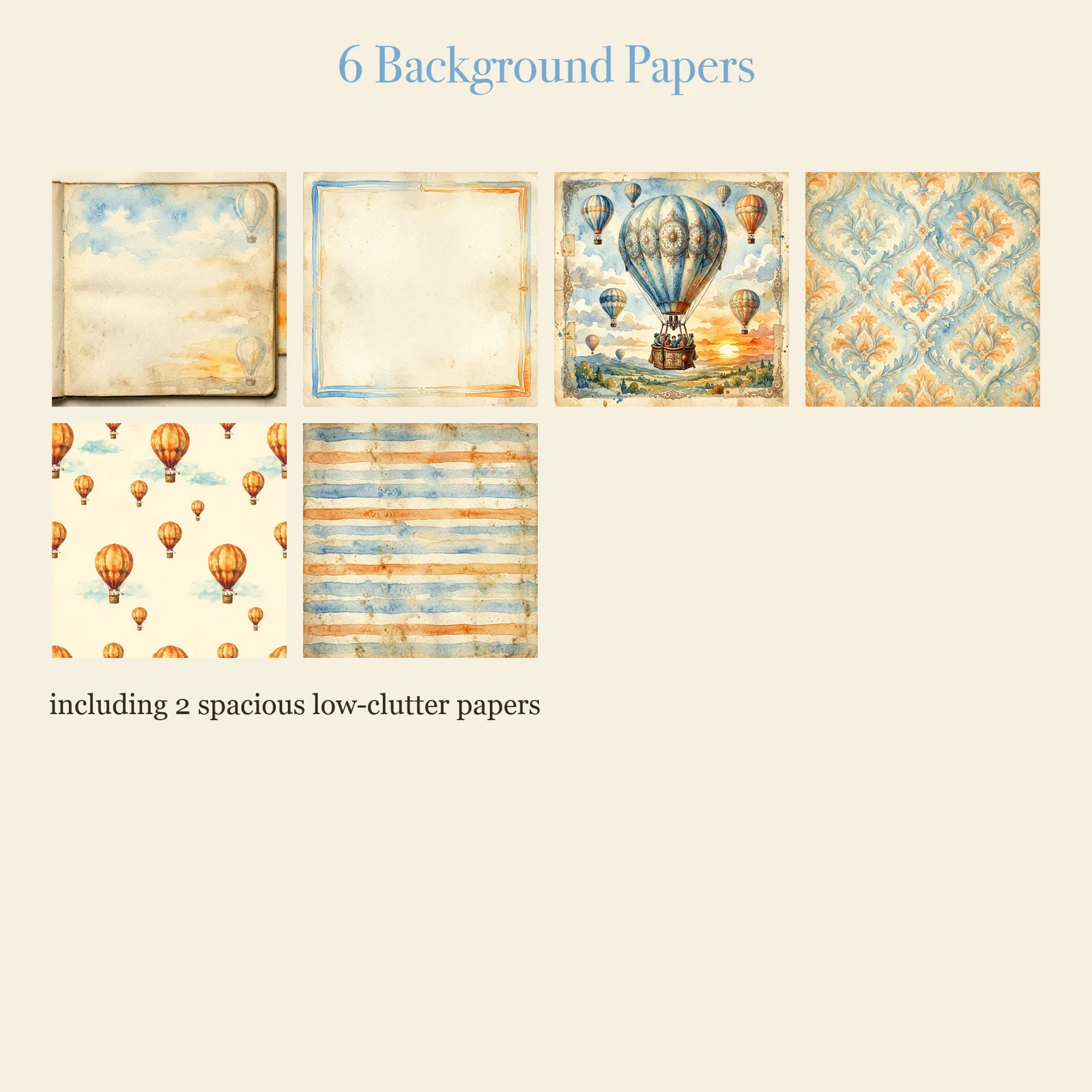 Hot Air Balloon Voyage Junk Journal Kit | Sky Adventure Ephemera Papers | Printable Cut-Outs | Digital Download
