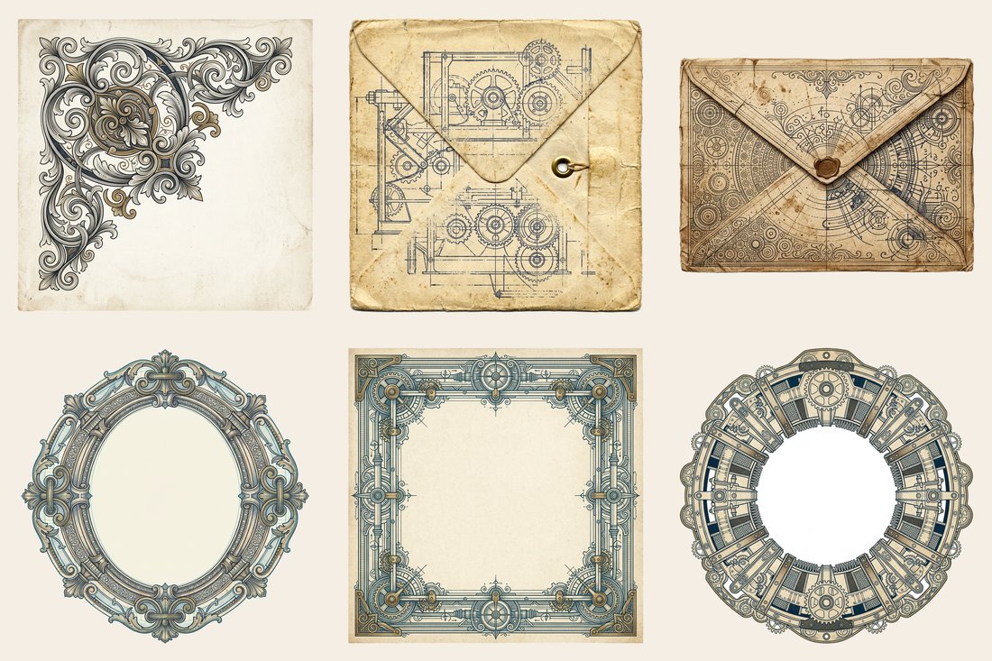 Industrial Blueprints Steampunk Junk Journal Kit | Digital Download